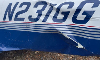 Photograph 2 – Empennage, from the NTSB investigation of Mooney M20K accident near Tullahoma, Tennessee, January 3, 2024