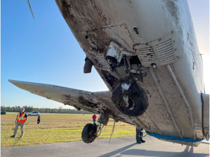 Photograph 3 – Photo of the airplane’s underside, from the NTSB investigation of Piper PA-32-301T accident near Palm Beach Gardens, Florida, February 7, 2024