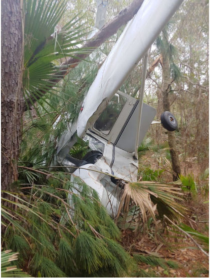 Photograph 3 – Airplane at accident site, from the NTSB investigation of Cessna 172 accident near Pierson, Florida, February 16, 2024
