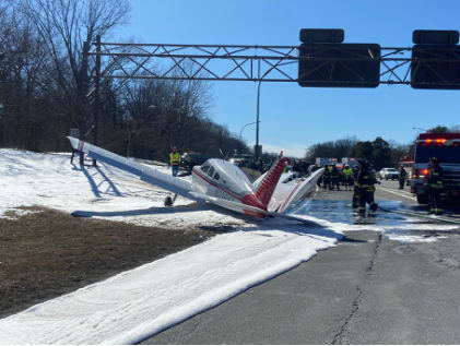 Photograph 1 – Main Wreckage, from the NTSB investigation of Piper PA-28-180 accident near Farmingdale, New York, February 20, 2024