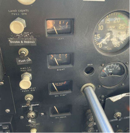 Photograph 4 – Fuel Gauges, from the NTSB investigation of Cessna 150 accident near Dunnellon, Florida, February 20, 2024