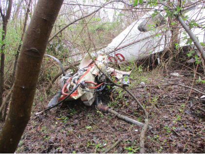 Photograph 2 – Engine And Propeller, from the NTSB investigation of Cirrus Design CORP SR20 accident near Logan, West Virginia, March 15, 2024