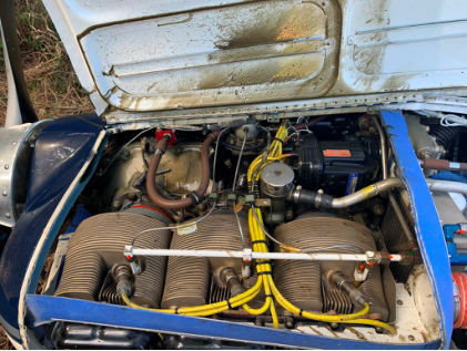 Photograph 5 – View of Engine and Damage to the Engine Case, from the NTSB investigation of Beech A36 accident near Blackshear, Georgia, March 17, 2024