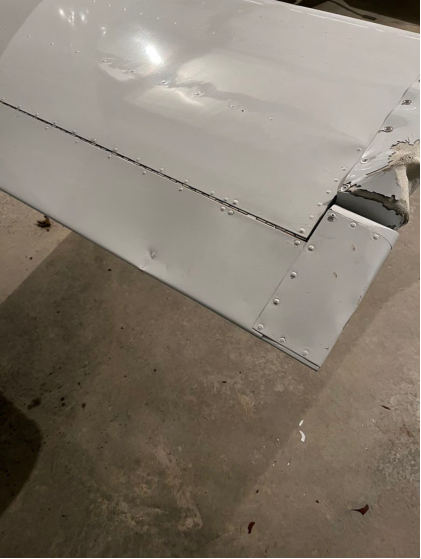 Photograph 3 – Right Elevator Damage, from the NTSB investigation of Beech A23 24 accident near Somerset, Pennsylvania, March 16, 2024