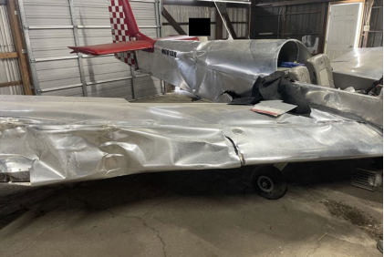 Photograph 1 – Substantial Damage to Right Wing and Fuselage, from the NTSB investigation of Amateur-built ZODIAC 601XLB accident near Dunbar, Pennsylvania, April 27, 2024