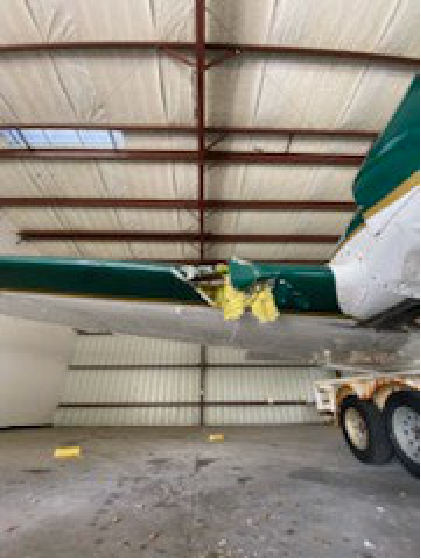 Photograph 3 – Right Wing Damage, from the NTSB investigation of Beech 95B55 accident near St. Augustine, Florida, April 1, 2024