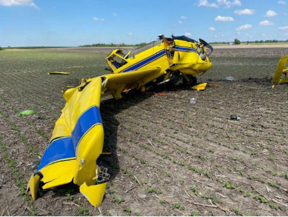 Photograph 3 – Right Side View of Main Wreckage, from the NTSB investigation of Air Tractor INC AT-602 accident near New Washington, Ohio, May 18, 2024