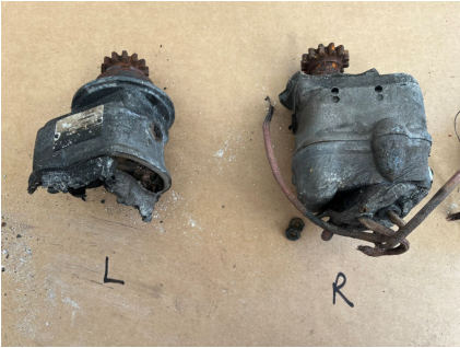 Photograph 9 – View of damaged magnetos., from the NTSB investigation of Piper PA-28-151 accident near Hope Mills, North Carolina, May 26, 2024