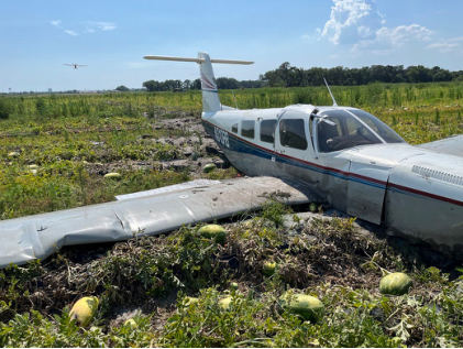 Photograph 3 – Right Side View of Main Wreckage, from the NTSB investigation of Piper PA32RT accident near Palmetto, Florida, May 30, 2024
