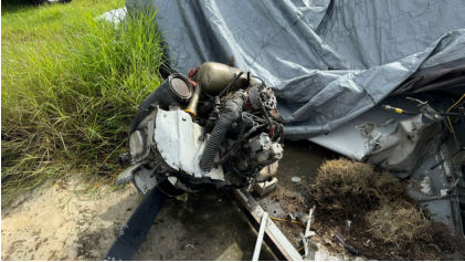 Photograph 4 – View of the engine prior to teardown., from the NTSB investigation of Cessna 150 accident near San Juan, Puerto Rico, June 1, 2024
