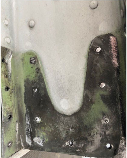 INVESTIGATIVE PHOTOS Photograph 4 – Vertical Stabilizer, note: fractured rivets, from the NTSB investigation of Piper PA28R accident near Vero Beach, Florida, June 7, 2024