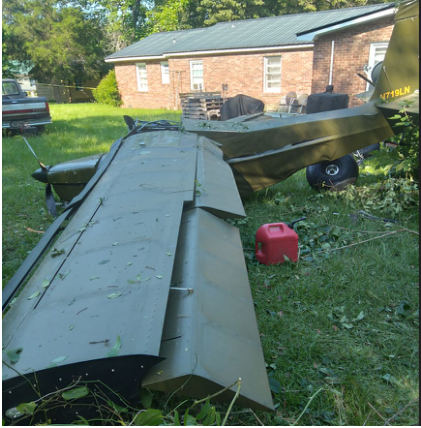 Photo 1: View of the accident airplane at the accident site, from the NTSB investigation of Amateur-built JA30 SUPERSTOL accident near Tennille, Georgia, June 8, 2024
