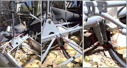 Photo 4: Additional views of the accident airplane missing its elevator connecting rod hardware (screw and locknut), from the NTSB investigation of Amateur-built JA30 SUPERSTOL accident near Tennille, Georgia, June 8, 2024
