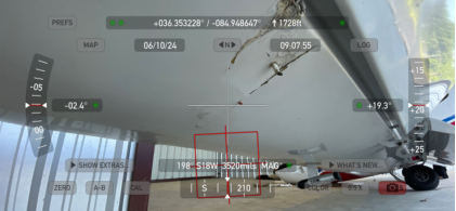 Photograph 3 – FAA Digital Photograph. View of the Bottom of the Left Wing. Note the Chordwise Cracks in the Lower Wing, from the NTSB investigation of Davis Lightning accident near Jamestown, Tennessee, June 8, 2024