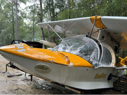 Photograph 2 – Hull Damage, from the NTSB investigation of Amateur-built SEAREY accident near Sopchoppy, Florida, June 21, 2024
