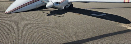 Photograph 1 – View of the airplane on the runway., from the NTSB investigation of Piper PA23 accident near Montgomery, Alabama, June 25, 2024