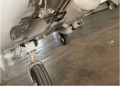 Photograph 3 – View of damage to the nose of the airplane., from the NTSB investigation of Piper PA23 accident near Montgomery, Alabama, June 25, 2024