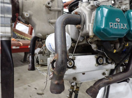 Photograph 11 – No. 2 exhaust riser, from the NTSB investigation of Amateur-built SEAREY accident near New Ipswich, New Hampshire, June 25, 2024