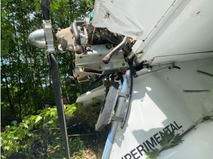 Photograph 4 – Engine overview at the accident site, from the NTSB investigation of Amateur-built SEAREY accident near New Ipswich, New Hampshire, June 25, 2024