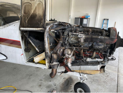 Photograph 1 – Fire Damage (FAA Photo), from the NTSB investigation of Piper PA-32RT-300T accident near Myerstown, Pennsylvania, July 4, 2024