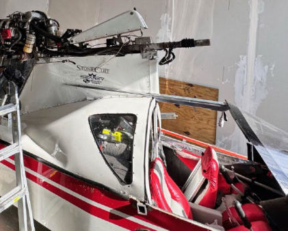 Photograph 2 – Impact damage - bent aircraft structure, from the NTSB investigation of Amateur-built SEAREY accident near Eustis, Florida, July 6, 2024