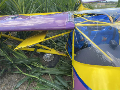 INVESTIGATIVE PHOTOS Photograph 5 - Damaged main landing gear, from the NTSB investigation of Amateur-built KITFOX MODEL IV accident near Palmyra, Pennsylvania, July 19, 2024