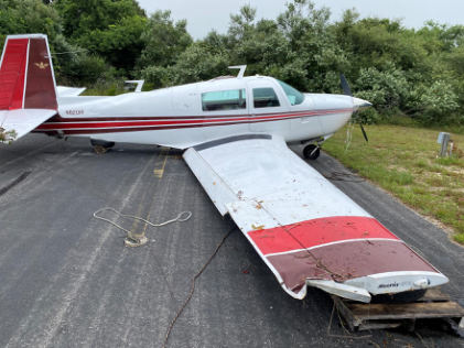 Photograph 2 – Airplane after recovery, from the NTSB investigation of Mooney M20J accident near Montauk, New York, July 14, 2024