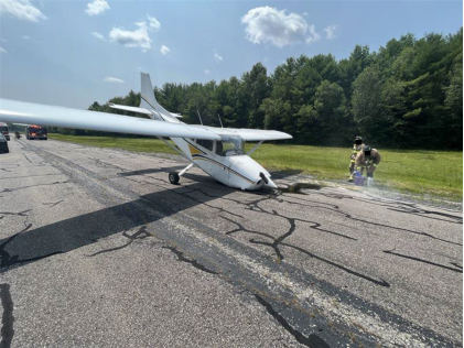 Photo 2 – Front Quartering View of Airplane as Found (FAA), from the NTSB investigation of Cessna 172P accident near Moultonborough, New Hampshire, July 27, 2024