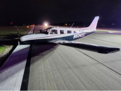 Photograph 1 – Postaccident view of airplane, from the NTSB investigation of Piper PA-32R-301T accident near North Myrtle Beach, South Carolina, July 30, 2024
