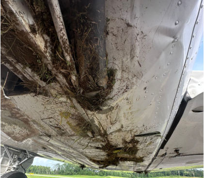 Photograph 2 – Deformation noted to the fuselage skin, from the NTSB investigation of Beech A36 accident near Cullman, Alabama, August 2, 2024