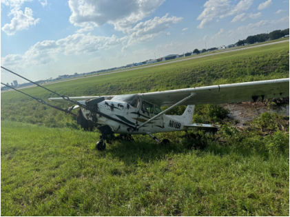 Photograph 1 – Airplane as its being recovered., from the NTSB investigation of Cessna 172 accident near Orlando, Florida, August 16, 2024