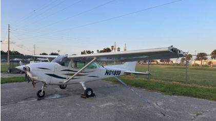 Photograph 4 – Overall view of airplane after recovery., from the NTSB investigation of Cessna 172 accident near Orlando, Florida, August 16, 2024