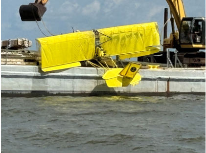 Photograph 2 – Airplane during recovery, from the NTSB investigation of Amateur-built QUICK SILVER SP II accident near Mobile, Alabama, August 16, 2024