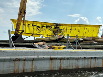 Photograph 3 – Airplane during recovery, from the NTSB investigation of Amateur-built QUICK SILVER SP II accident near Mobile, Alabama, August 16, 2024