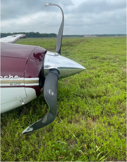 Photograph 3 – Propeller Damage, from the NTSB investigation of Piper PA-24-250 accident near Shirley, New York, August 17, 2024