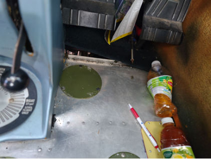 Photograph 2 – Deformation noted to the lower forward fuselage structure, from the NTSB investigation of Cessna 182 accident near Shelter Island, New York, August 22, 2024