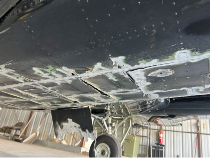 Photograph 3 – Lower fuselage accident damage, from the NTSB investigation of Beech 58 accident near Raleigh, North Carolina, September 8, 2024
