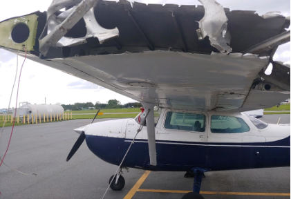 Photo 1 – View of Wingtip Damage (FAA), from the NTSB investigation of Cessna 172L accident near Deland, Florida, September 17, 2024