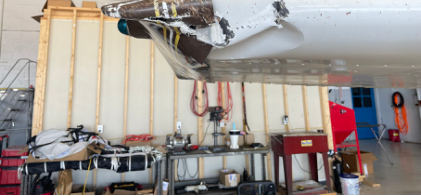 Photograph 2 – Right wing impact damage, from the NTSB investigation of Cessna 150 accident near Erie, Pennsylvania, September 22, 2024