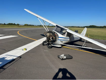 Photograph 1 – Airplane at the Scene, from the NTSB investigation of Luscombe 8A accident near Elyria, Ohio, September 21, 2024