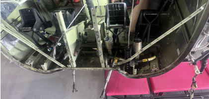 Photograph 3 – Lower fuselage impact damage, from the NTSB investigation of Cessna 172 accident near St. Augustine, Florida, May 17, 2024