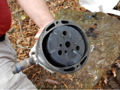 Photograph 10 – Vacuum Pump (NTSB Photo), from the NTSB investigation of Cessna 150F accident near Wilder, Tennessee, October 31, 2024