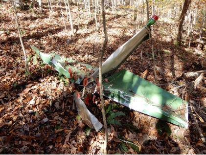 Photograph 6 - Empennage (NTSB Photo), from the NTSB investigation of Cessna 150F accident near Wilder, Tennessee, October 31, 2024