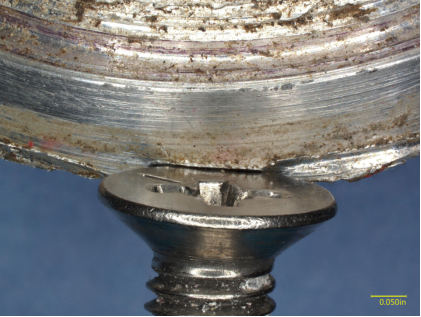 Photograph 5 – Close up of screw impression on plug, from the NTSB investigation of Mx Aircraft Tech PTY LTD MXS accident near Hampton, Virginia, April 24, 2025