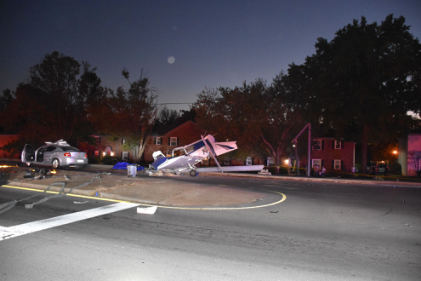 Photograph 1 – Airplane at accident site, from the NTSB investigation of Piper PA28 accident near Louisville, Kentucky, October 11, 2024