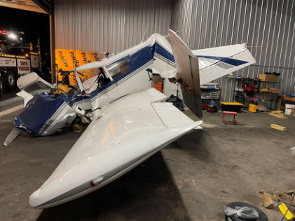 Photograph 3 – Airplane after initial recovery, from the NTSB investigation of Piper PA28 accident near Louisville, Kentucky, October 11, 2024