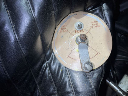 Photograph 5 – Fuel selector handle as found after initial recovery, from the NTSB investigation of Piper PA28 accident near Louisville, Kentucky, October 11, 2024