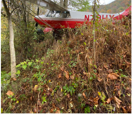 Photograph 3 – FAA Digital Photograph Left Side View of the Airplane At the Accident Site, from the NTSB investigation of Aviat A1 accident near Rowlesburg, West Virginia, October 11, 2024