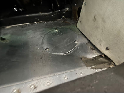 Photograph 3 – Floorboard wrinkling, from the NTSB investigation of Cessna 172 accident near Louisville, Kentucky, October 8, 2024