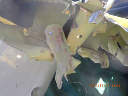 FOLLOW UP EXAM PHOTOGRAPHS Photograph 2 – Cable striation marks in stabilizer. (NTSB), from the NTSB investigation of Hughes 369D accident near Waycross, Georgia, November 5, 2024